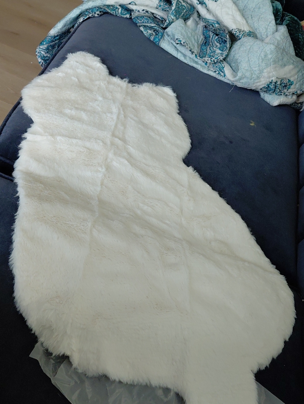 White Faux Fur  Cat  Shaped Accent Rug